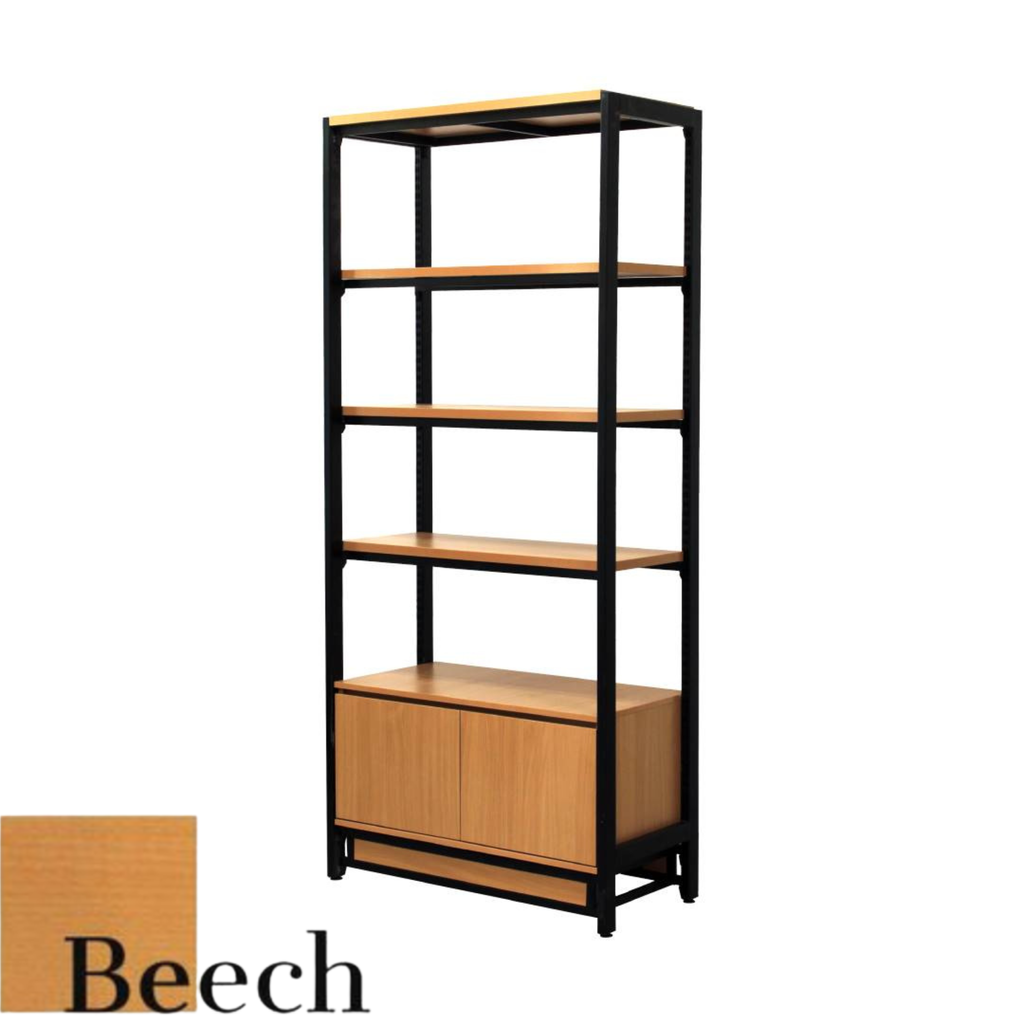 H TYPE 4LAYER SHELVING+1CABINET BEECH
