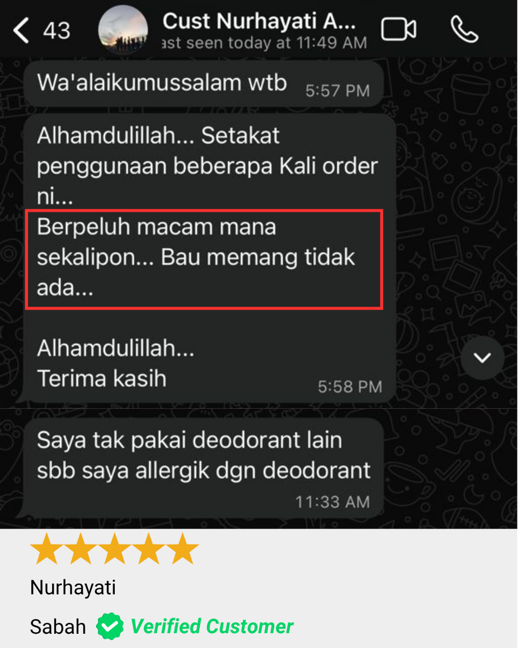 Testimoni Nurhayati Sabah
