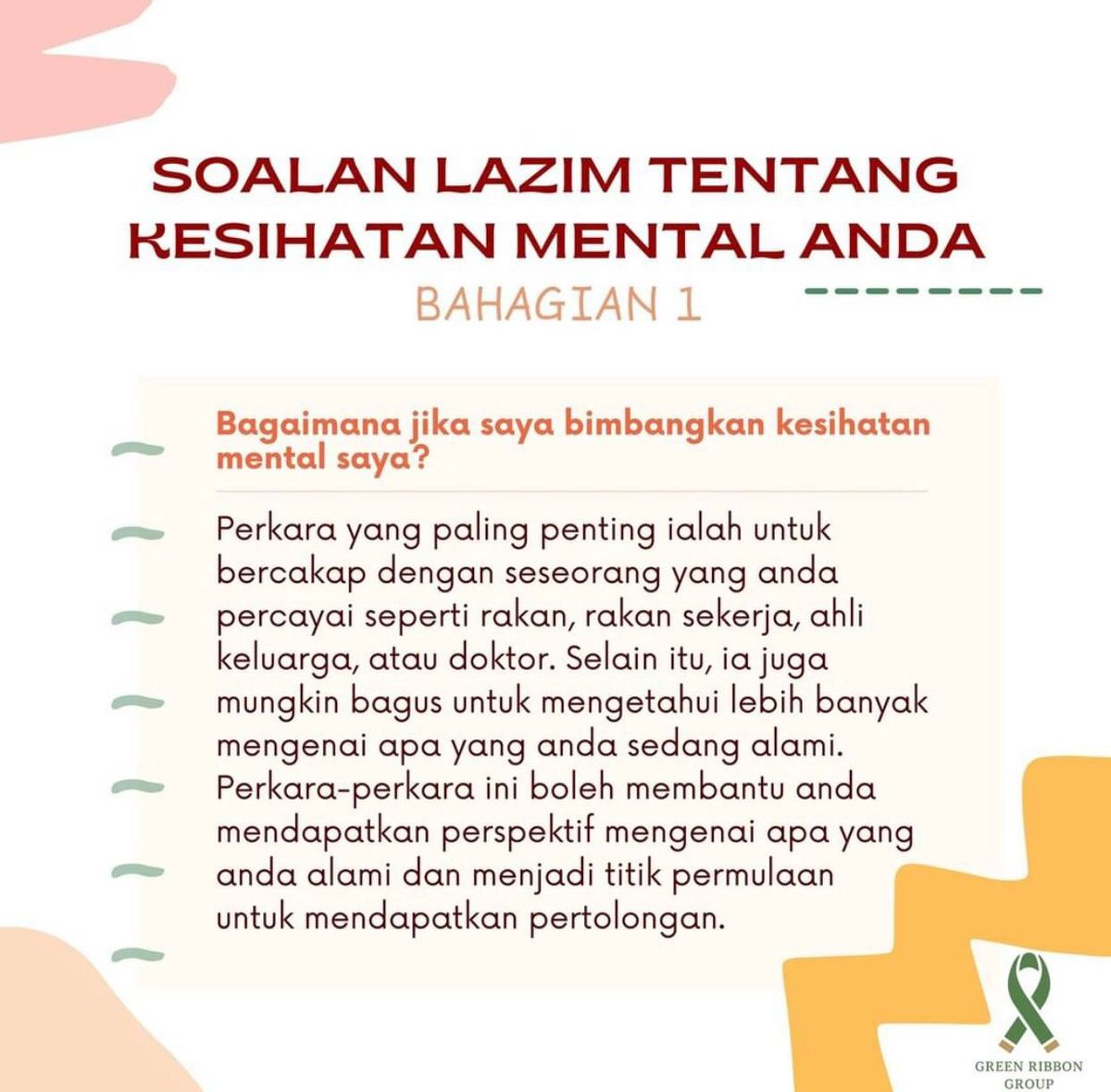 Bagaimana Jika Saya Bimbangkan Kesihatan Mental Saya?