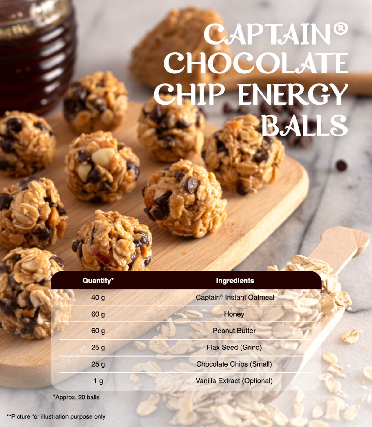 Captain® Chocolate Chip Energy Balls