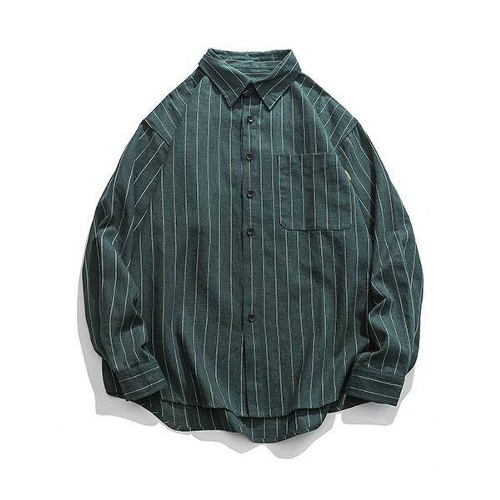 【 襯衫選物 】木綠條紋棉麻襯衫 / 長袖
