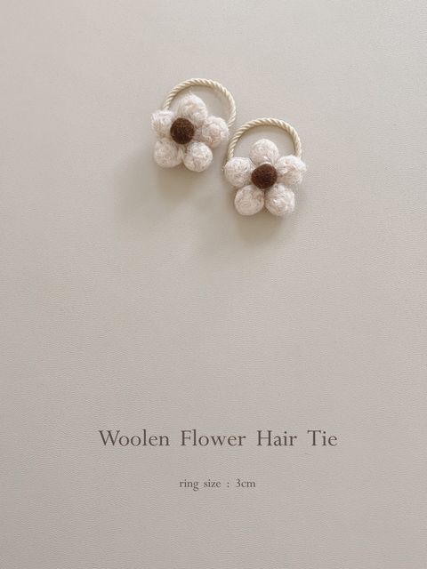 Woolen Flower Hair Tie - 3cm_22-1