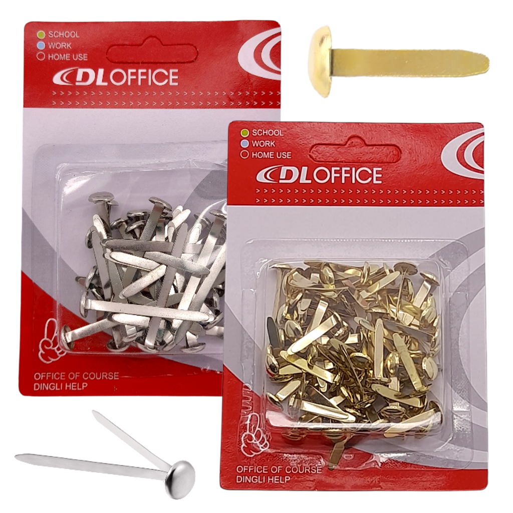 100 X Gold Paper Fasteners Split Pins 19mm / 8mm Head 