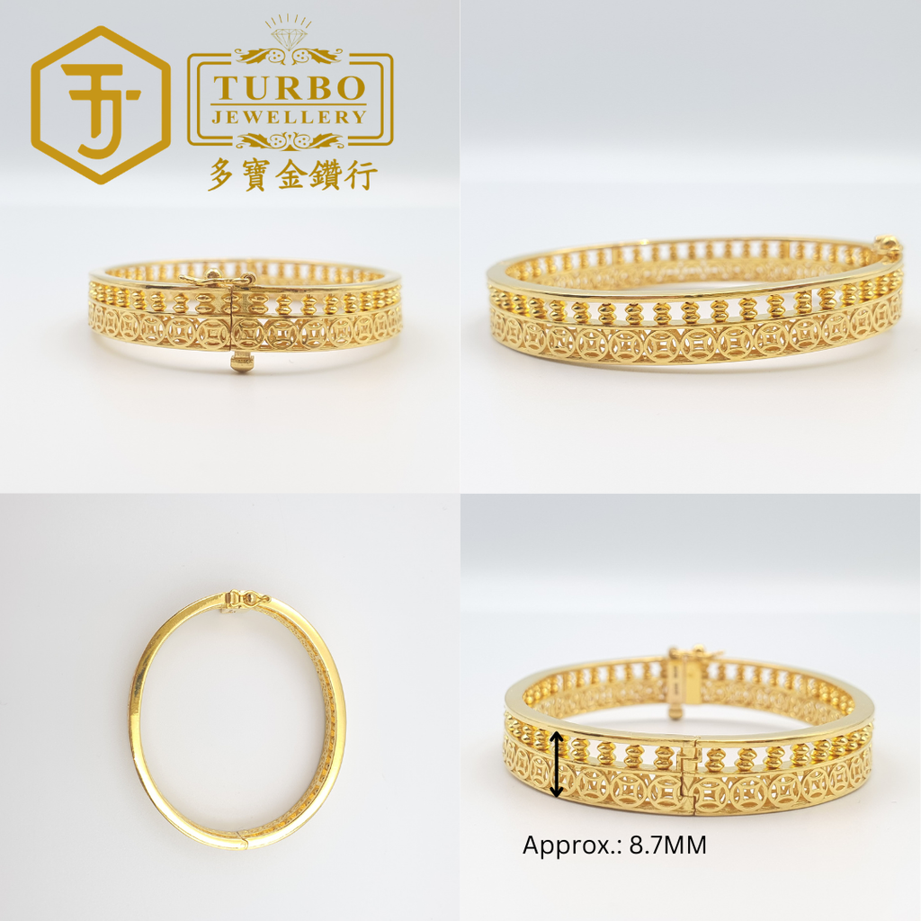 [916G] Money Abacus Oval Bangle – Design Details