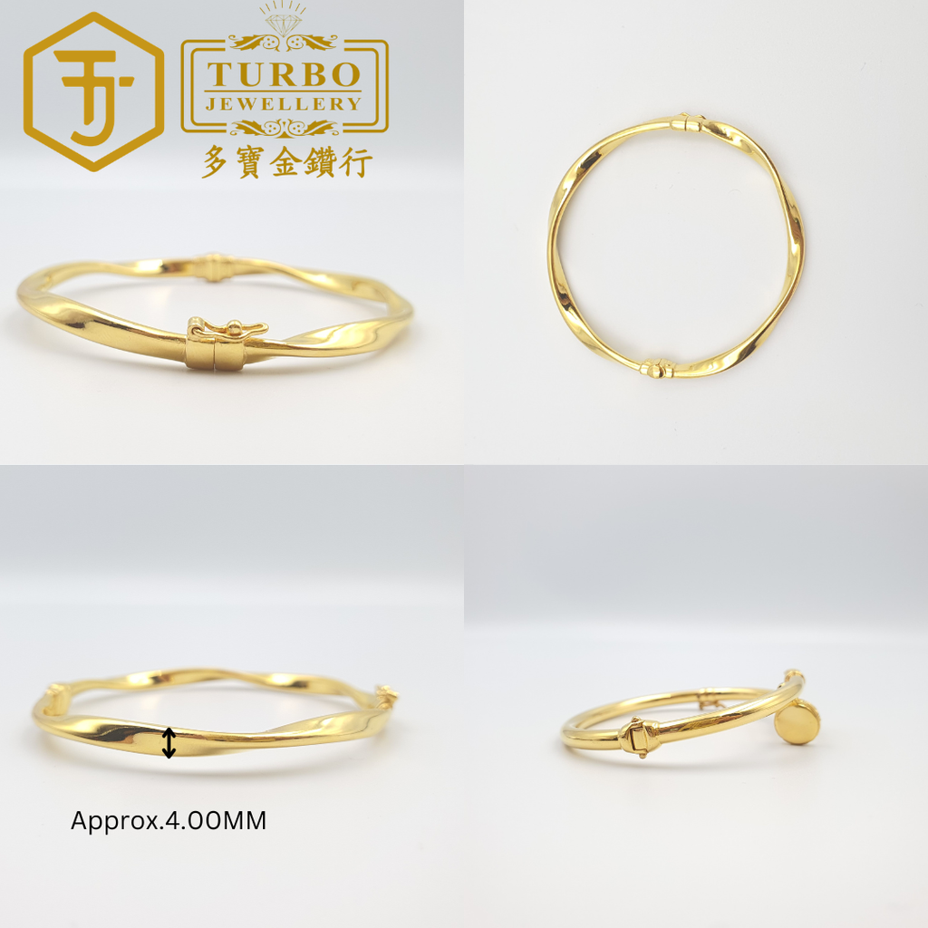 [916G] Möbius Bangle – Multi Angle View with Design Details