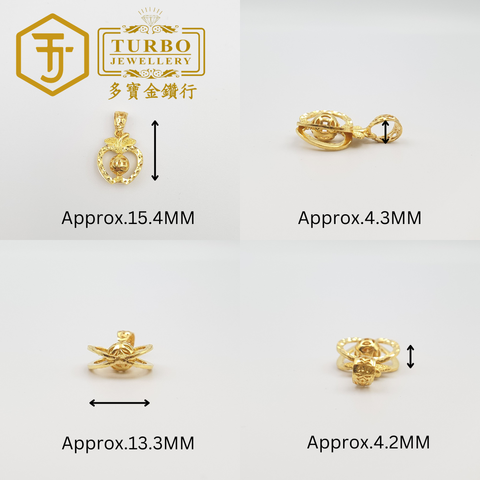 [916G] Apple Spinning Money Bead Pendant –  View Multi-Angle