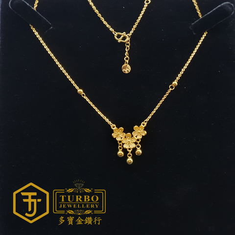 20260330_124300 [916G] Three Flowers Hanging Plain Bead Polo Necklace 三沙花吊光珠Polo颈链 Rantai Leher Polo Tiga Bunga Gantung Mani