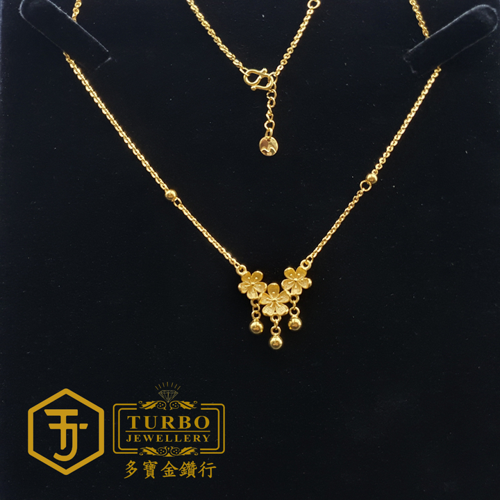 20260330_124300 [916G] Three Flowers Hanging Plain Bead Polo Necklace 三沙花吊光珠Polo颈链 Rantai Leher Polo Tiga Bunga Gantung Mani
