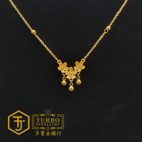 20260330_124300 [916G] Three Flowers Hanging Plain Bead Polo Necklace 三沙花吊光珠Polo颈链 Rantai Leher Polo Tiga Bunga Gantung Mani