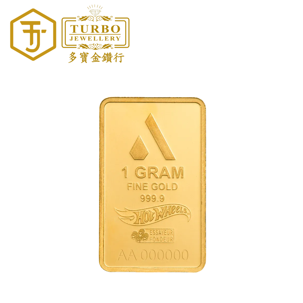[1GM] PAMP Hot Wheels Gold Bar 9999 Fine Gold – Back View Without Packaging