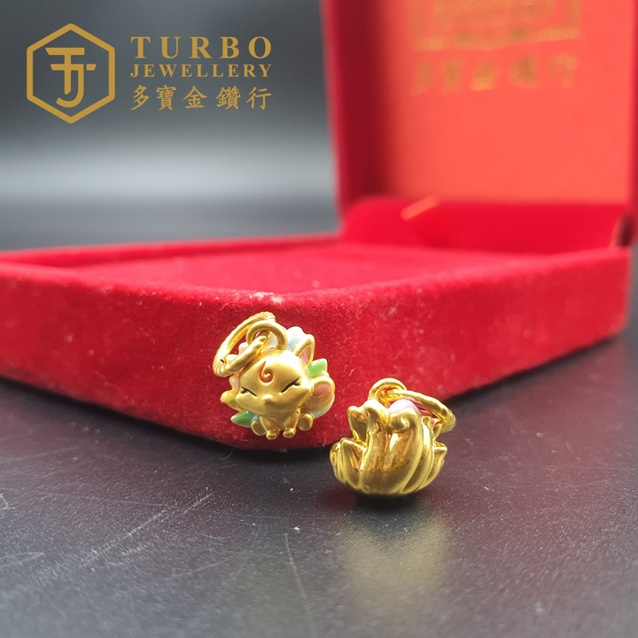 20260509_170818 [916G] Nine-Tailed Fox Micro-Gold Pendant 九尾狐烧彩微金立体咀