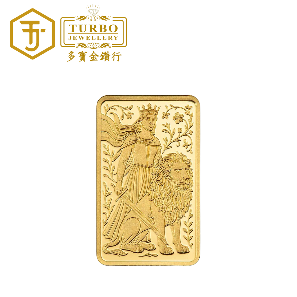 [1GM] PAMP Una & The Lion Gold Bar 9999 Fine Gold – Front View Without Packaging