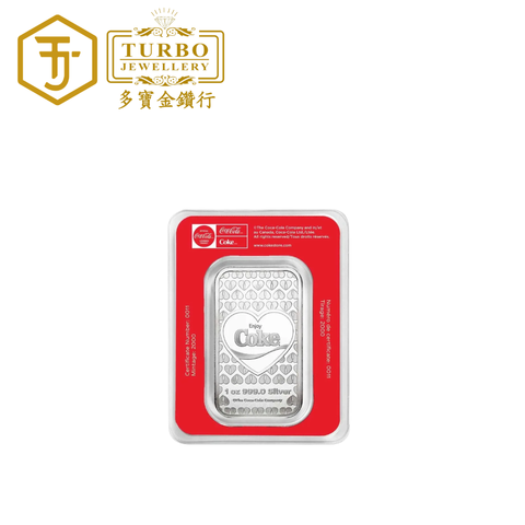 [1OZ] Coca-Cola Enjoy Coke Colorized Silver Minted Bar 999 Fine Silver – Back View with Protective Packaging