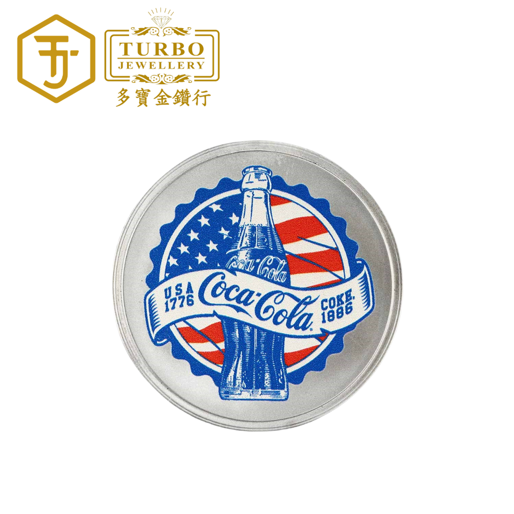[1OZ] Coca-Cola® Colorized Americana Silver Round Coin 999 Fine Silver – Front View Without Packaging