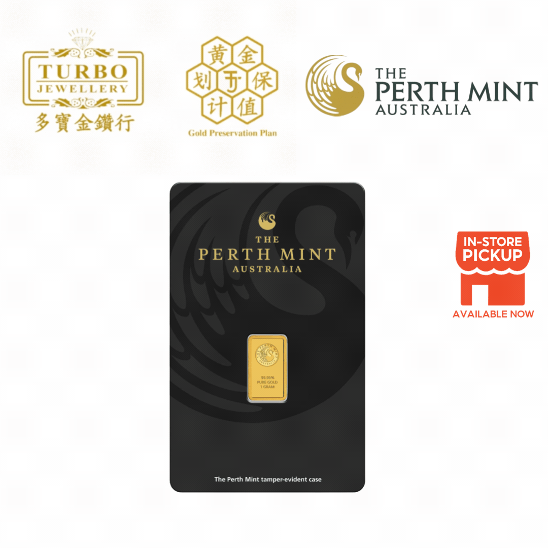 [1GM] Perth Mint Gold Bar 9999 Fine Gold – Front View with Assay Card