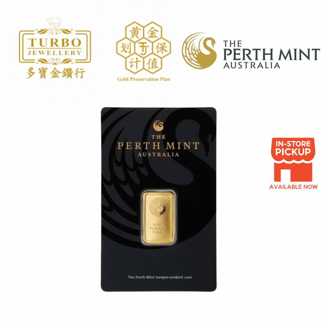 [5GM] Perth Mint Gold Bar 9999 Fine Gold – Front View with Assay Card