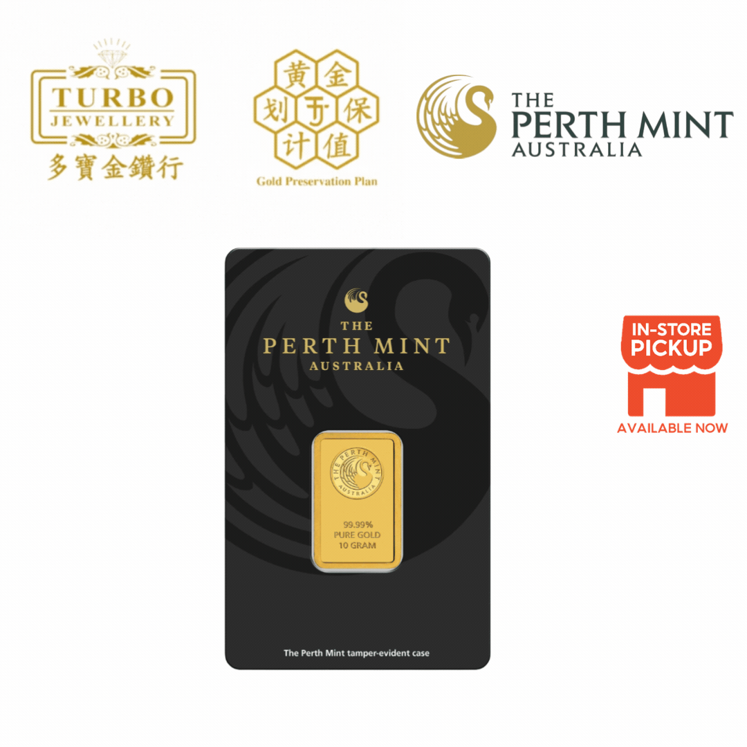 [10GM] Perth Mint Gold Bar 9999 Fine Gold – Front View with Assay Card