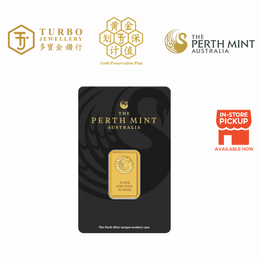 [10GM] Perth Mint Gold Bar 9999 Fine Gold – Front View with Assay Card