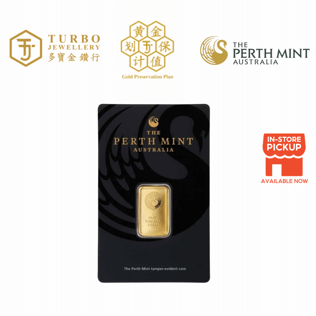[5GM] Perth Mint Gold Bar 9999 Fine Gold – Front View with Assay Card