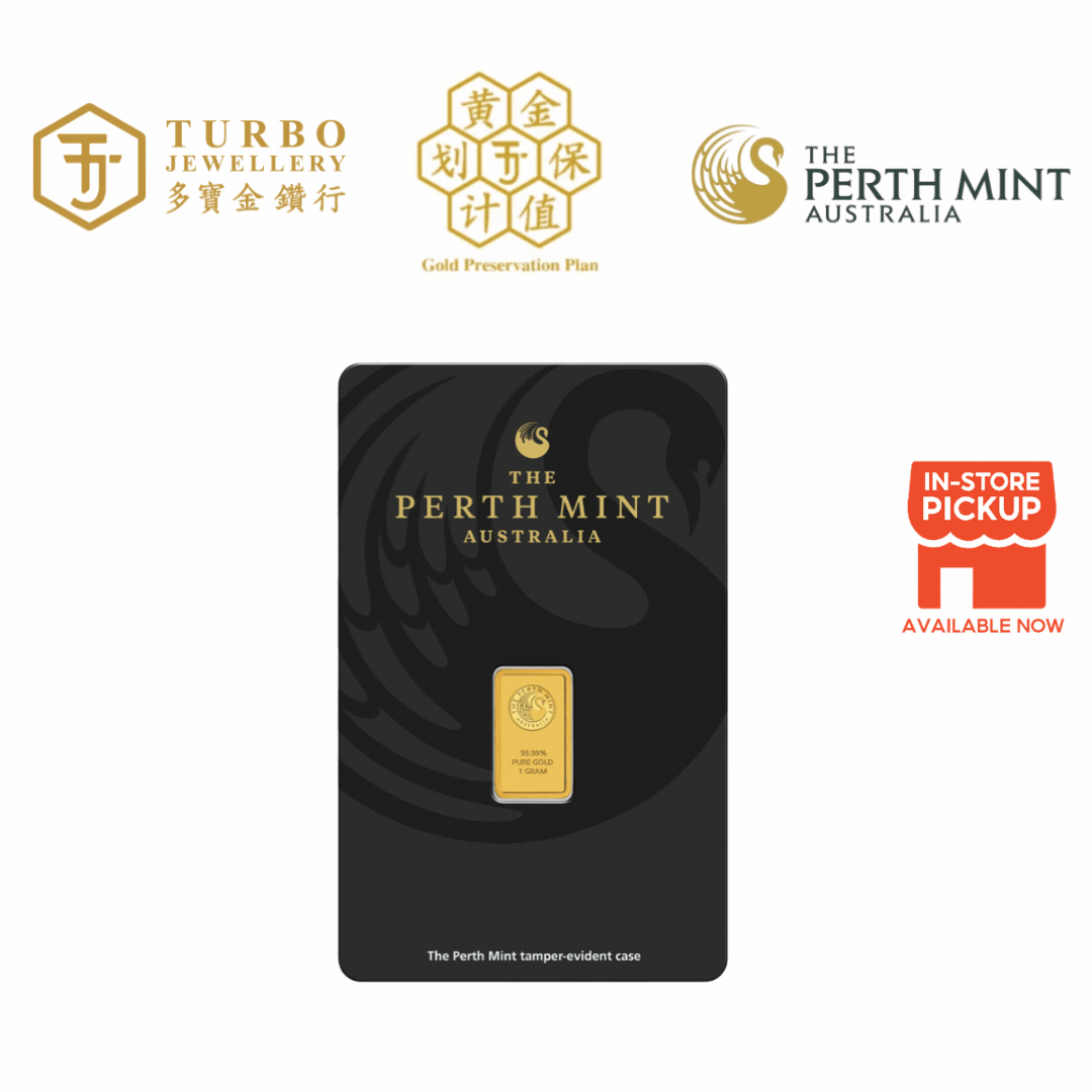 [1GM] Perth Mint Gold Bar 9999 Fine Gold – Front View with Assay Card