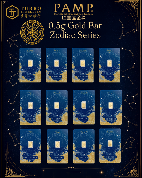 PAMP Zodiacs Set 6GM 999.9 gold bar collection featuring 12 zodiac signs