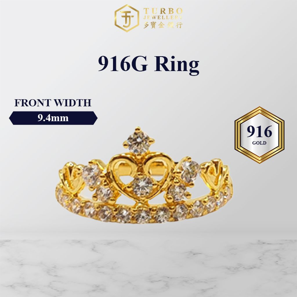 TURBO [916G] Cincin Mahkota Zirkonia 2 皇冠锆石2戒指 Crown Zirconia 2 Ring