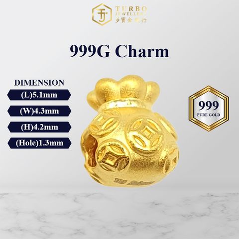 TURBO [999G] Beg Duit Charm 金钱福袋通咀 Money Bag Charm