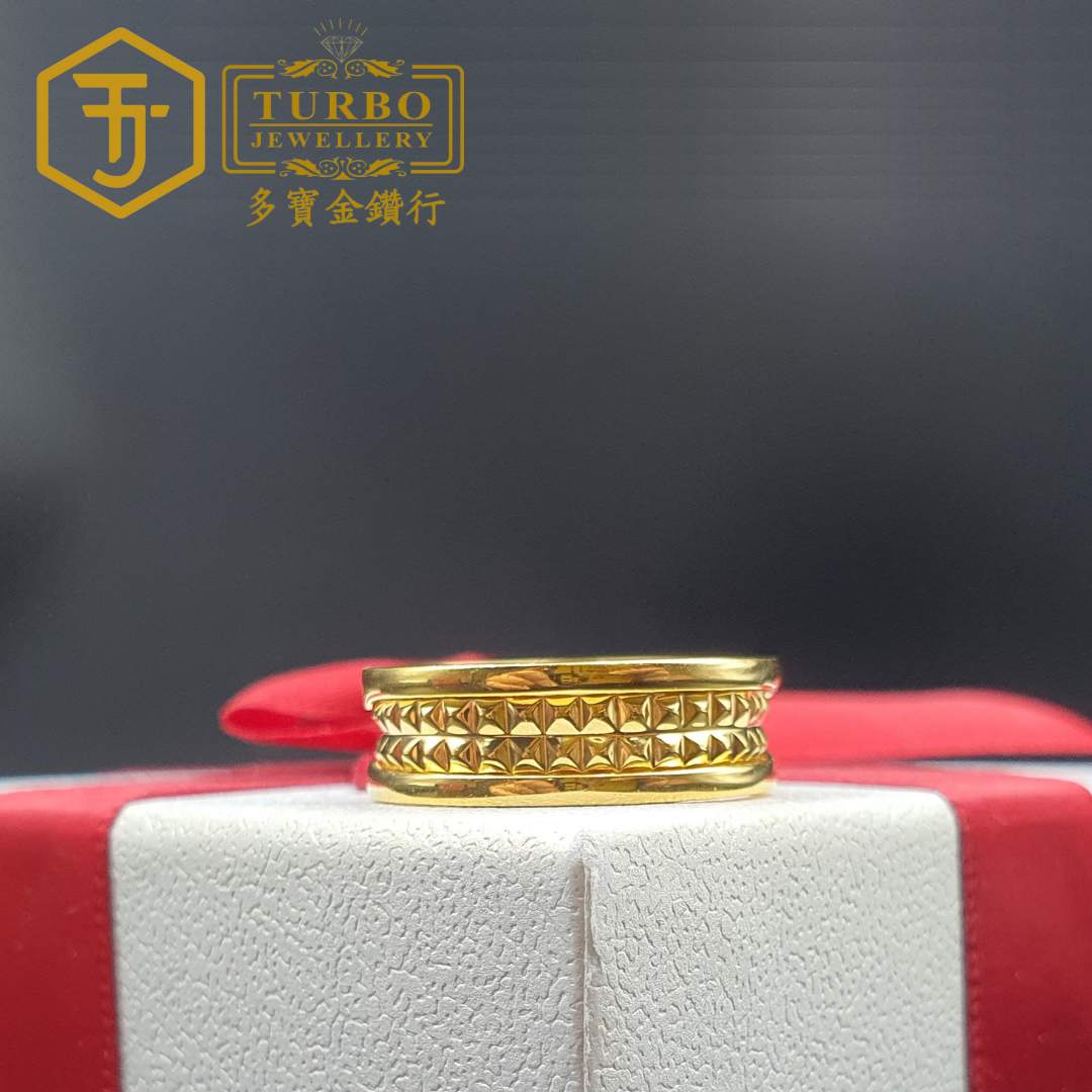 TURBO [916G] Middle Square Ring 宽边中方格光身戒指