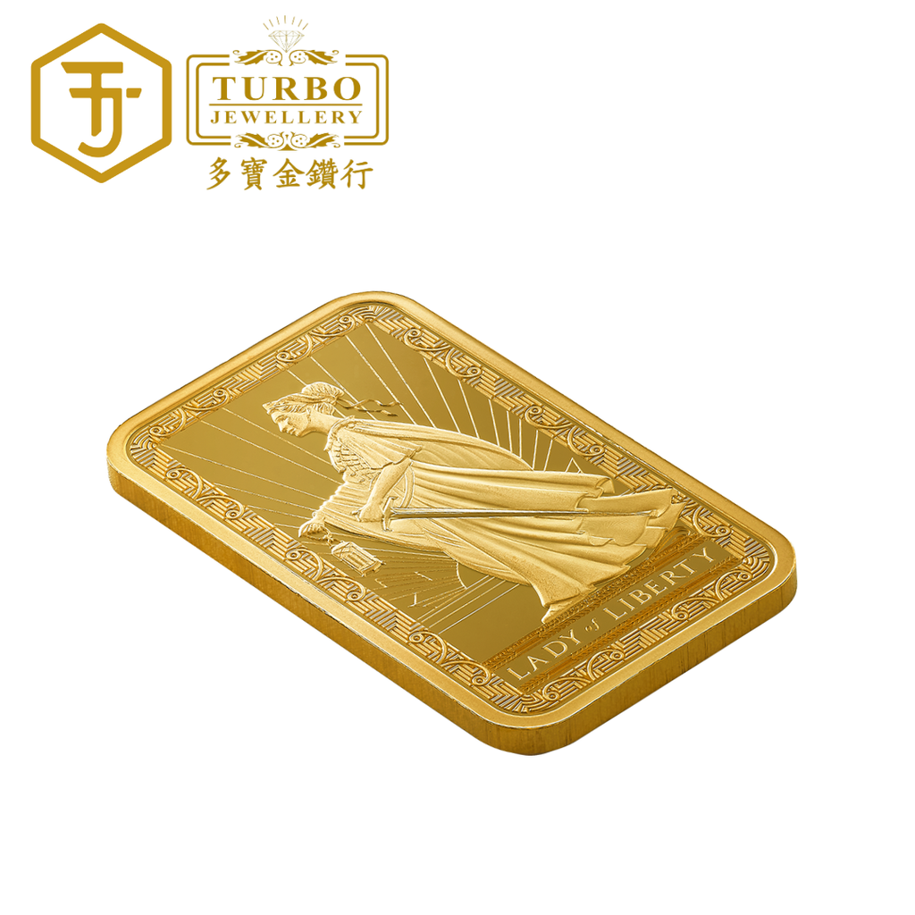 PAMP Newmont Lady of Liberty 1oz 999.9 Gold Bar – Front without Packaging