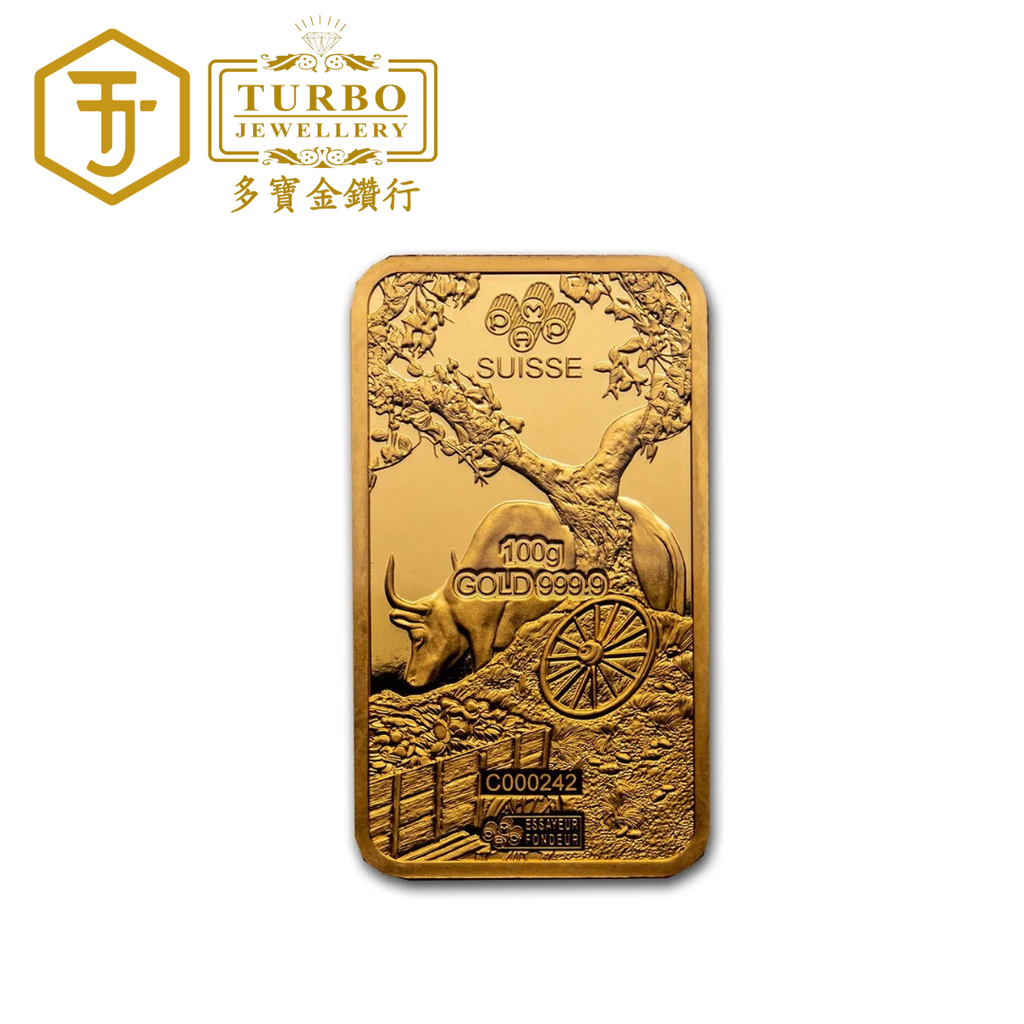 PAMP Rat Gold Bar 100g 999.9 Fine – Back without Packaging