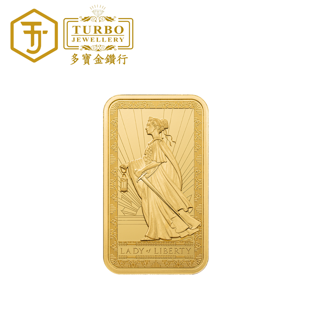 PAMP Lady of Liberty Gold Bar 10g 999.9 Fine – Front without Packaging