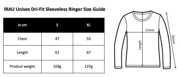 IRAU Unisex Dri-Fit Sleeveless Ringer Size Guide.png