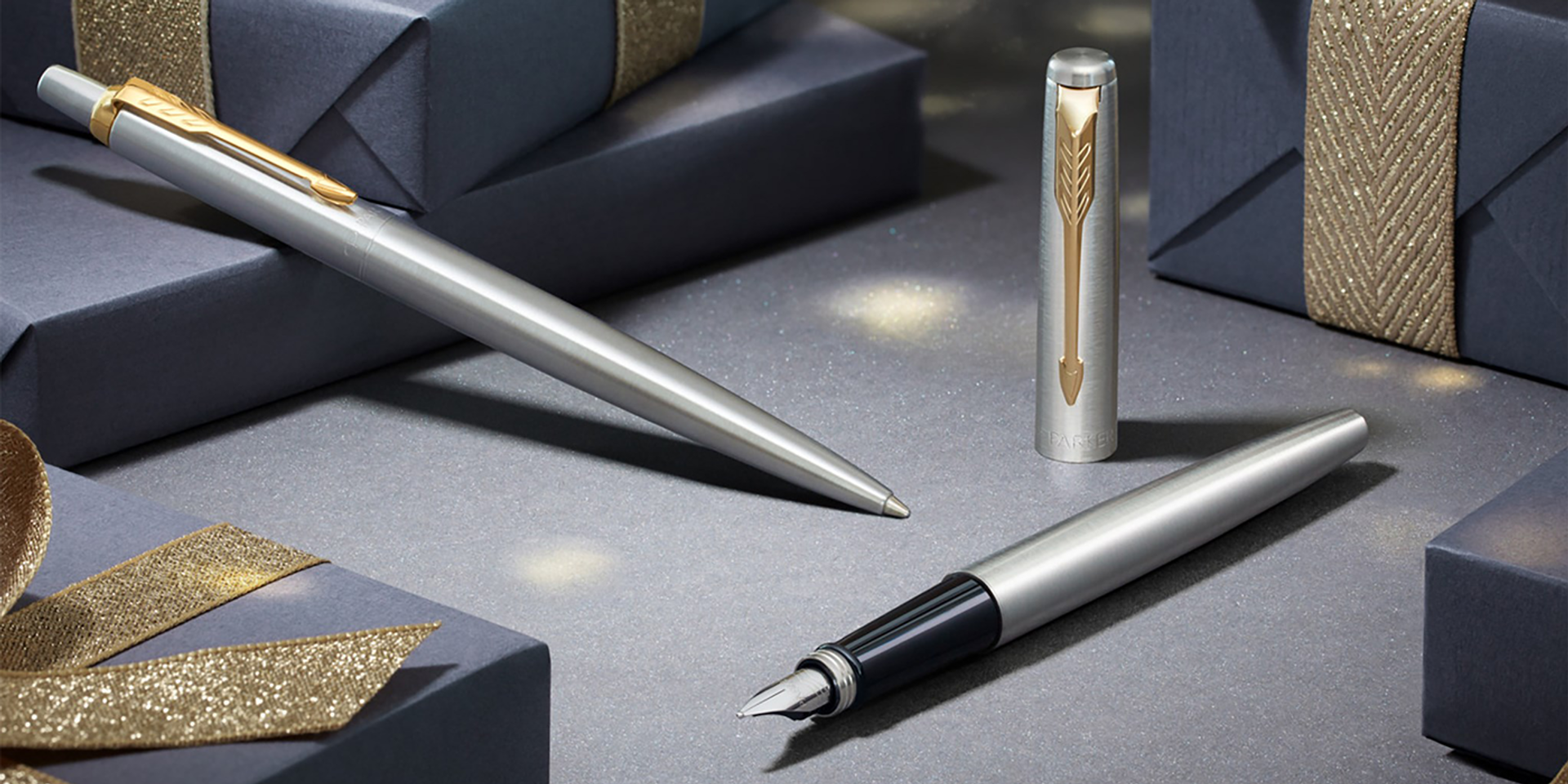 Parker & Waterman Pens Taiwan 派克 鋼筆 臺灣總代理 - Jotter Stainless Steel Gold Trim 喬特鋼桿金夾筆款