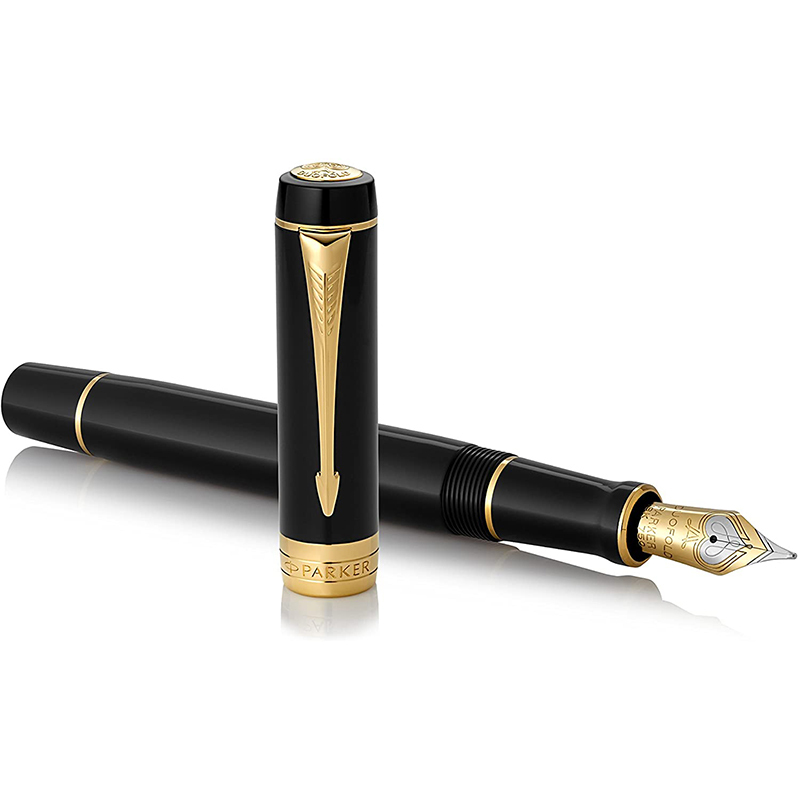 PARKER 派克18K金世紀系列經典大多福純黑金夾鋼筆– Parker & Waterman