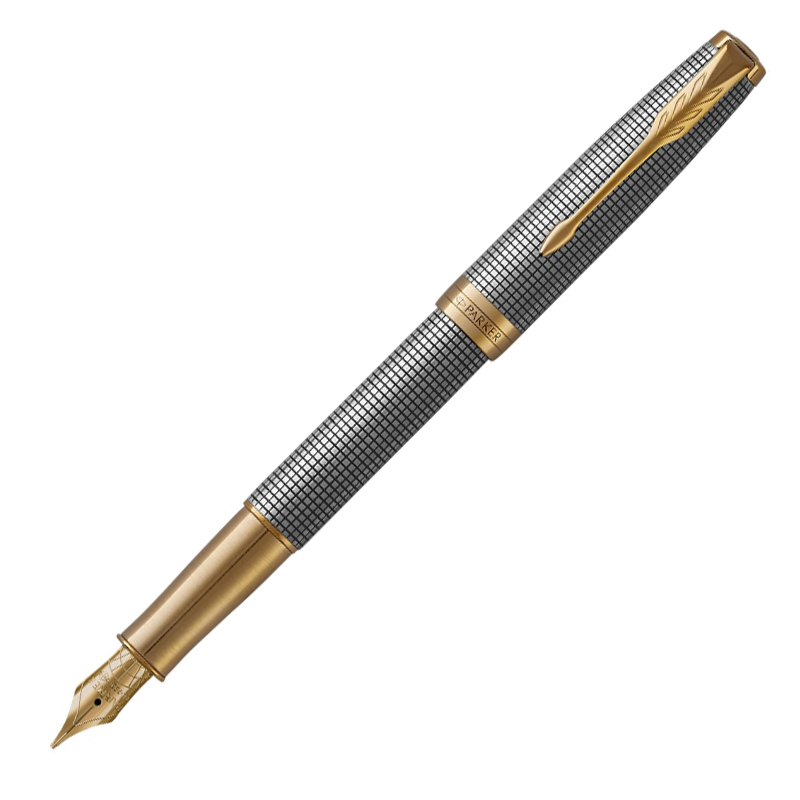 PARKER 派克18K金卓爾流年系列純銀格紋金夾F尖鋼筆– Parker & Waterman 