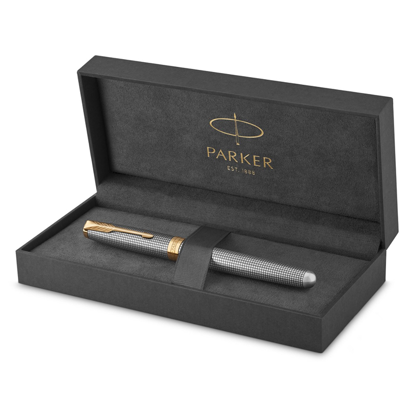 PARKER 派克18K金卓爾流年系列純銀格紋金夾F尖鋼筆– Parker & Waterman