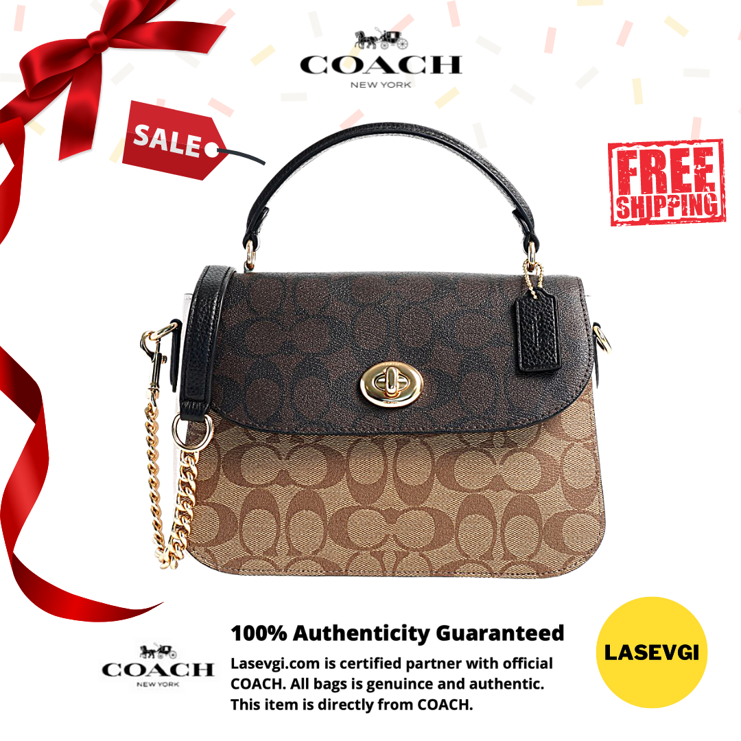 marlie top handle satchel in blocked signature canvas