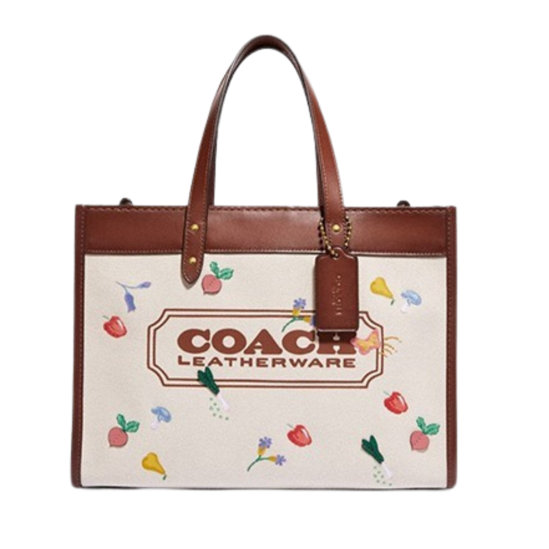 colorblock coach badge leather field tote 30
