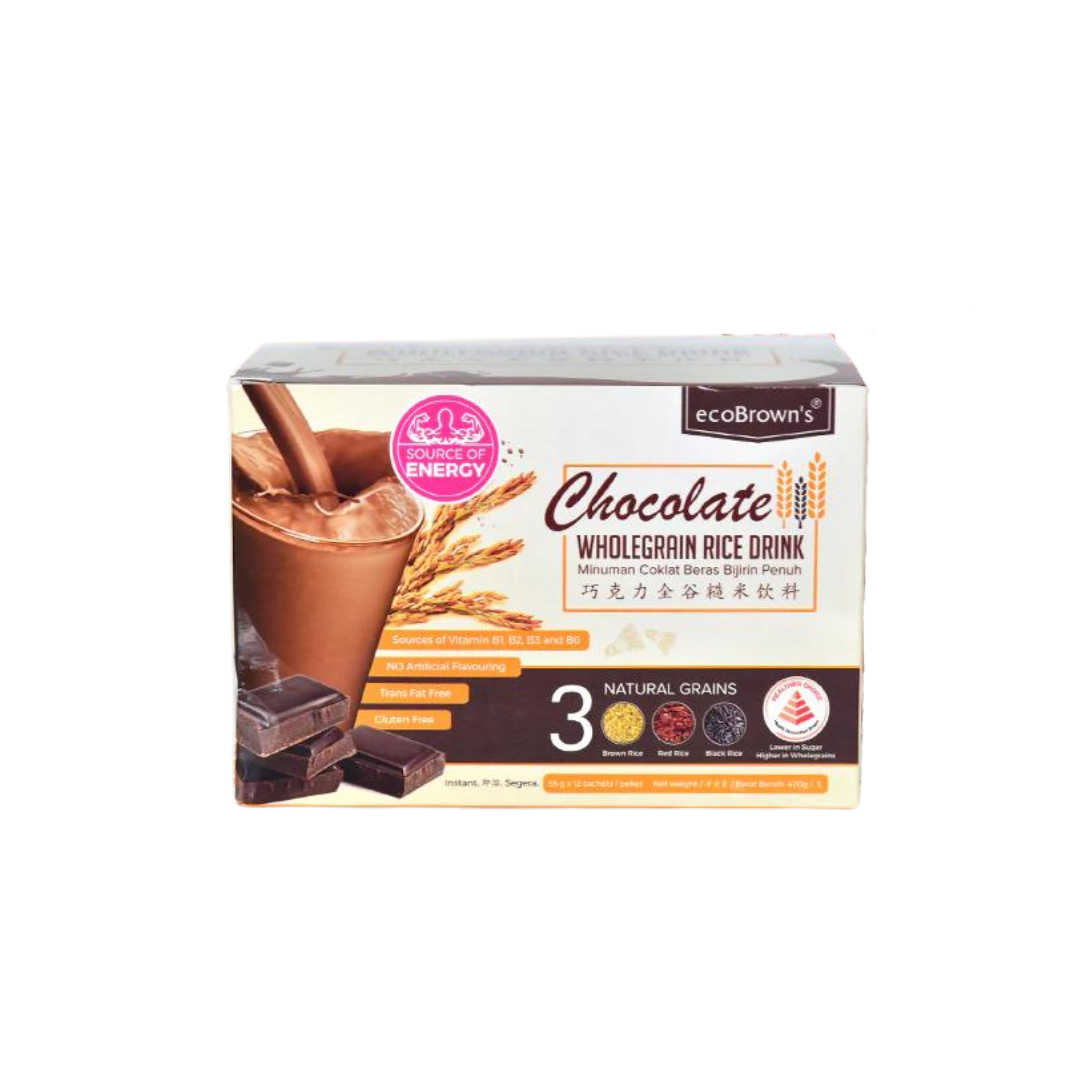 ECOBROWN'S CHOCOLATE BEVERAGE WHOLEGRAIN 35GMX12S