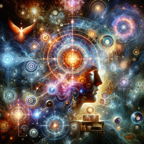 DALL·E 2023-12-08 17.21.12 - A vivid and insightful image representing the Memory Nexus Enchantment, a spell for enhancing memory recall and connecting with past life memories. Th