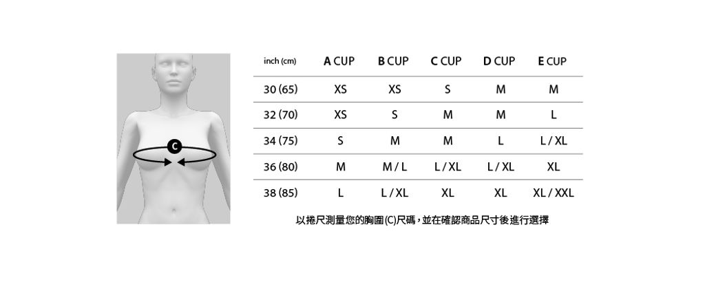 運動內衣尺寸表