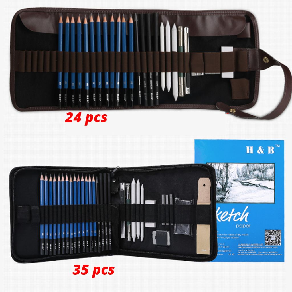 24/35/71pcs Sketch Pencil Set Art Craft Professional Artist Drawing Kit