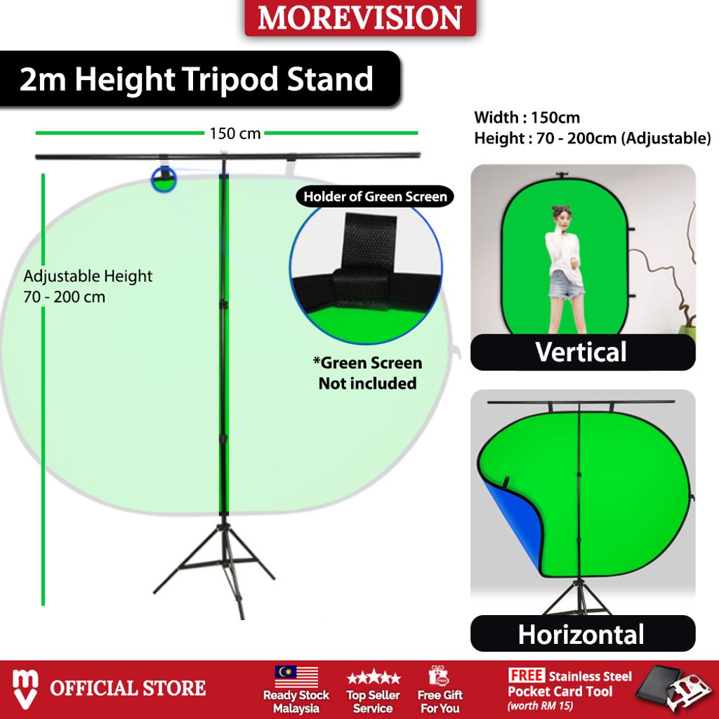 Green Screen Backdrops with Stand Double Layer Photography Background