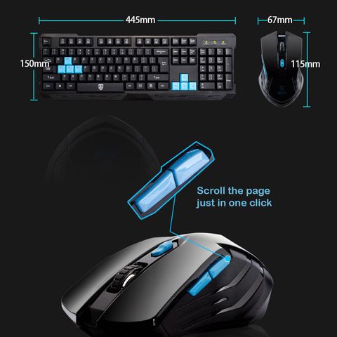 Delog V60 Wireless Keyboard Mouse Set Combo Office Gaming USB Full Size ...