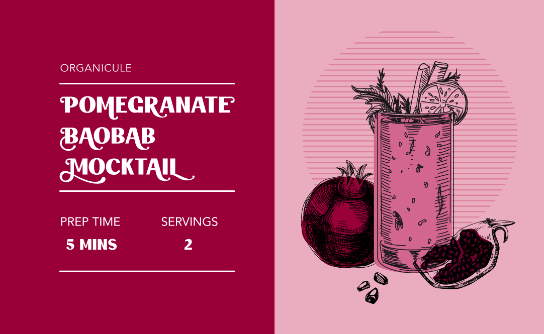 Organicule's Pomegranate Baobab Mocktail
