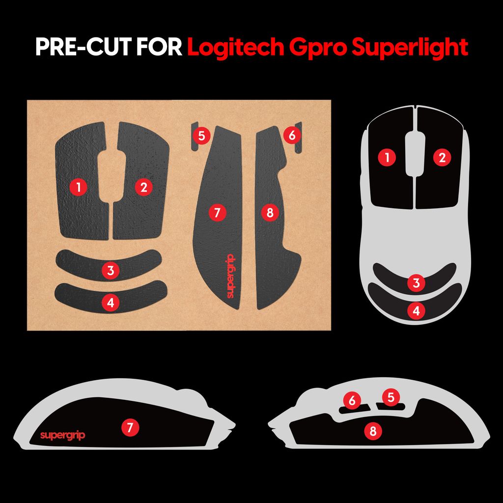 Pulsar Supergrip_Grip Tape for Logitech Gpro Superlight Gaming Mouse_05
