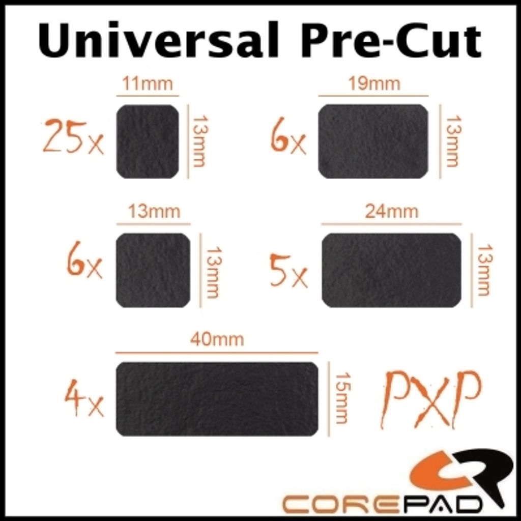 Corepad PXP Grips Uni Universal Pre Cut Mouse Keyboard Black 02