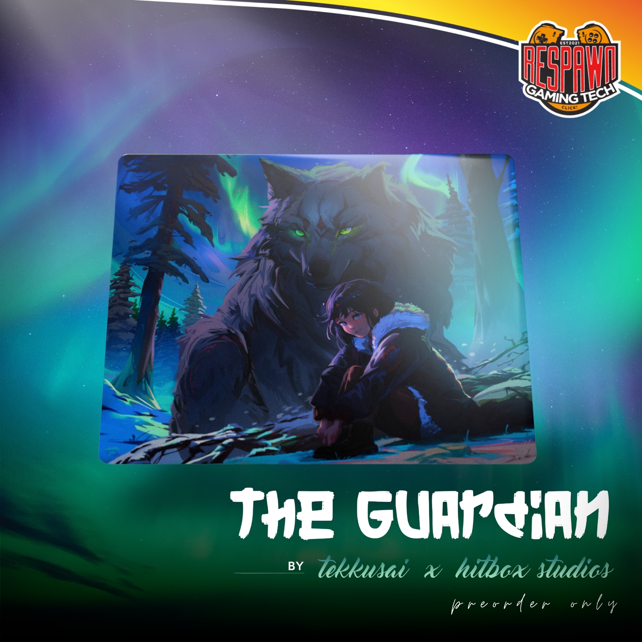 Tekkusai X Hitbox Studios - The Guardian Glass Mousepad Tekkusai X Hitbox Studios - The Guardian Glass Mousepad