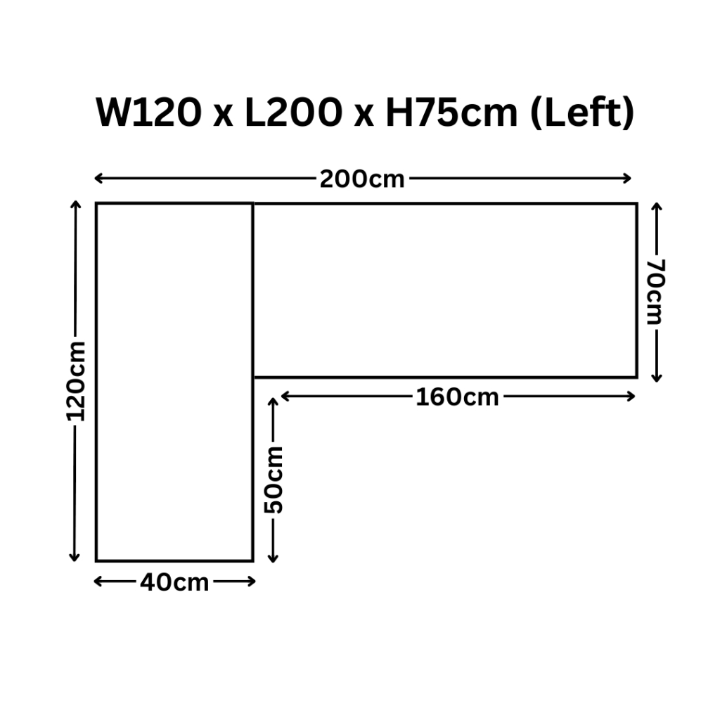 120x200x75cm Left