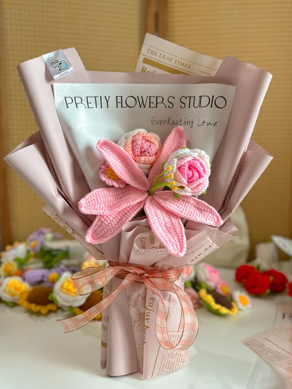 2.Crochet Flower Bouquet - pink themed